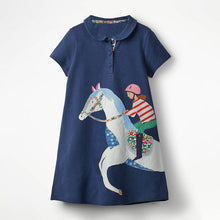 Load image into Gallery viewer, S0433DS-Little maven summer short-sleeved riding open chest girls dress