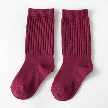 將圖片載入圖庫檢視器 C739AC-秋季精梳棉純色中筒襪學院風豎條堆堆襪【三雙起批】