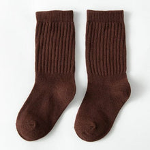 將圖片載入圖庫檢視器 C739AC-秋季精梳棉純色中筒襪學院風豎條堆堆襪【三雙起批】