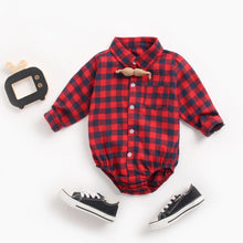 Load image into Gallery viewer, BRW9108LS-Spring and Autumn Plaid Boys Long Sleeve Shirt Bodysuit