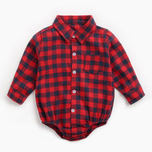 Load image into Gallery viewer, BRW9108LS-Spring and Autumn Plaid Boys Long Sleeve Shirt Bodysuit
