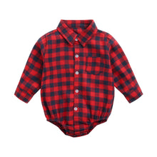 Load image into Gallery viewer, BRW9108LS-Spring and Autumn Plaid Boys Long Sleeve Shirt Bodysuit