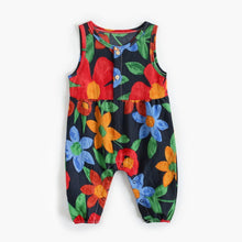 Load image into Gallery viewer, BRS2032LS-Summer floral pure cotton sleeveless ink flower suspender jumpsuit