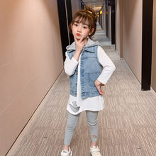 Load image into Gallery viewer, TTX253SE- Girls Spring and Autumn Korean version of the middle and large children's hooded denim vest