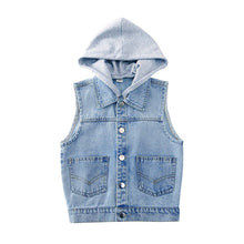 Load image into Gallery viewer, TTX253SE- Girls Spring and Autumn Korean version of the middle and large children's hooded denim vest