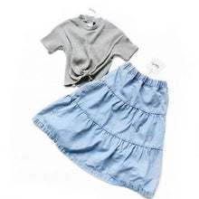 Load image into Gallery viewer, 20023PCW-Spring and summer denim high waist A-line half-length puffy skirt parent-child outfit