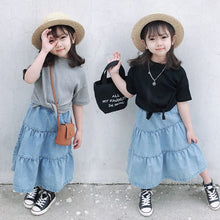 Load image into Gallery viewer, 20023PCW-Spring and summer denim high waist A-line half-length puffy skirt parent-child outfit
