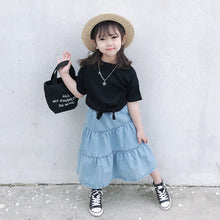 Load image into Gallery viewer, 20023PCW-Spring and summer denim high waist A-line half-length puffy skirt parent-child outfit