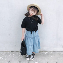 Load image into Gallery viewer, 20023PCW-Spring and summer denim high waist A-line half-length puffy skirt parent-child outfit
