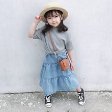 Load image into Gallery viewer, 20023PCW-Spring and summer denim high waist A-line half-length puffy skirt parent-child outfit
