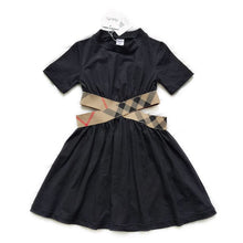 Load image into Gallery viewer, 20037PCW- Korean style plaid ribbon waist-baring elastic dress parent-child outfit
