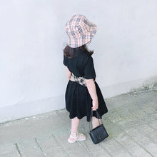 Load image into Gallery viewer, 20037PCW- Korean style plaid ribbon waist-baring elastic dress parent-child outfit