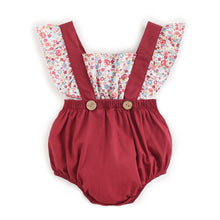 Load image into Gallery viewer, BRS2044LS-Summer Korean style suspenders fake two-piece floral bodysuit