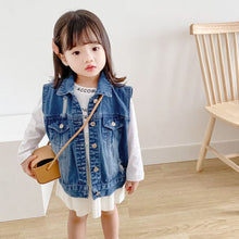 Load image into Gallery viewer, 20070SE-Korean Spring and Summer New Boys' Ripped Loose Vest Girls' Denim Vest Jacket Air Conditioning Top