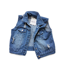 Load image into Gallery viewer, 20070SE-Korean Spring and Summer New Boys' Ripped Loose Vest Girls' Denim Vest Jacket Air Conditioning Top