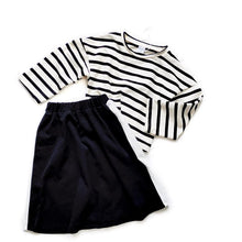 Load image into Gallery viewer, 20062TG-Autumn Korean version of children's bat sleeve striped long-sleeved top + skirt long skirt two-piece set