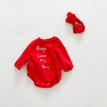 Load image into Gallery viewer, k3051LS-Spring and Autumn Girls English Letter Embroidery Cotton Long Sleeve Triangle Climbing Suit + Bowknot Hairband