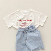Load image into Gallery viewer, 24D840PCW- Korean style parent-child style fashionable short-sleeved boys and girls simple letter casual tops
