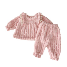 Load image into Gallery viewer, H10052TG-Long-sleeved lace Arctic velvet babydoll shirt and trousers two-piece set