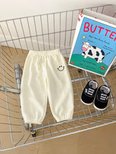 Load image into Gallery viewer, H10071APA-Spring Korean style smiley face embroidered waffle thin versatile cuffed trousers