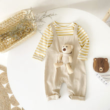 Load image into Gallery viewer, BRW1164PA-Spring and Autumn Korean Style Fake Two-Piece Bear Striped Overalls