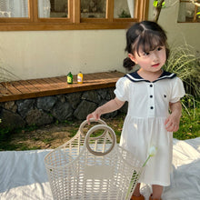 Load image into Gallery viewer, 23143TG-Summer Navy Collar Short Sleeve Shorts Set & College Style Dress