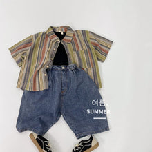 Load image into Gallery viewer, 1221SE-Korean style colorful striped cotton boy short-sleeved shirt