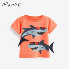 Load image into Gallery viewer, 9258SE- Summer European and American children's casual shark short-sleeved tops