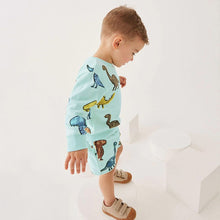 Load image into Gallery viewer, 22071TG-Little maven European and American autumn boys' cotton long-sleeved dinosaur top + shorts set