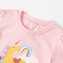 Load image into Gallery viewer, 92120SE-Summer short-sleeved European and American children's casual round-neck unicorn print short-sleeved top