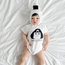 Load image into Gallery viewer, 53111LS-Korean summer rice ball print short-sleeved baby fart clothes + hat