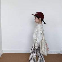 將圖片載入圖庫檢視器 BB-2328PCW-條紋男女童繫繩日系闊腿褲親子裝