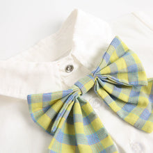 Load image into Gallery viewer, BRS1094LS-Summer Korean style college short-sleeved bow plaid bodysuit