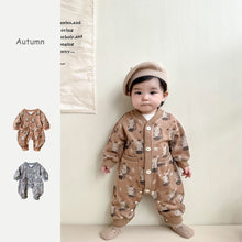 Load image into Gallery viewer, 2303307LS-Autumn cartoon baby zebra full print long romper