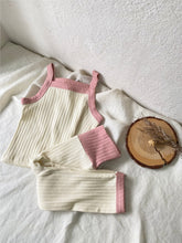 Load image into Gallery viewer, Y8413KTG- Summer Thin Large Pierced Edge Camisole Vest + High Waist Belly Protecting Large PP Pants + Long Sleeve Empty Cardigan Set