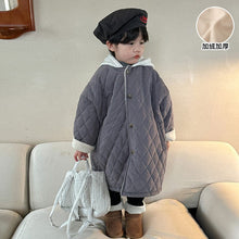 Load image into Gallery viewer, D83390SE-Winter plus velvet thickened medium-length diamond pattern hooded coat