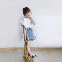 Load image into Gallery viewer, 199DS-Spring and Summer Girls Heavy Duty Pleated Denim Half-length Puffy Umbrella Skirt