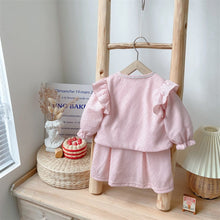 Load image into Gallery viewer, 2303279TG- Korean version of the baby girl sweet cardigan dress two-piece set
