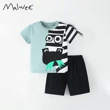 Load image into Gallery viewer, 9521TG-Summer casual round neck short-sleeved zebra top + elastic waist pants two-piece set