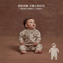 Load image into Gallery viewer, D22873LS-Autumn and winter puppy print thick warm hooded crawling suit