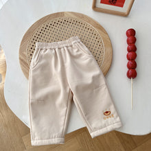 Load image into Gallery viewer, AK345PA-Winter children's solid color embroidered plus velvet New Year's greeting pants