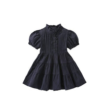 Load image into Gallery viewer, A2429DS-Summer European and American children's pure black casual short-sleeved dress