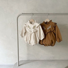 Load image into Gallery viewer, Y9384LS-Hooded flower embroidery stand-up collar bodysuit