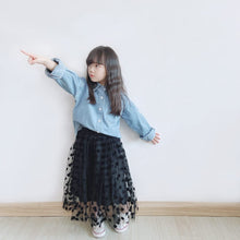 Load image into Gallery viewer, 190PCW-Summer mesh flocking polka dot puffy parent-child skirt