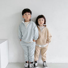 Load image into Gallery viewer, Y8353TG-Autumn Korean version for boys and girls, fashionable stand-up collar, zippered casual sweatshirt, two-piece set