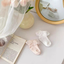 將圖片載入圖庫檢視器 W015AC-夏季超薄透氣精梳棉蕾絲花邊網眼襪