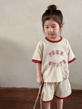 Load image into Gallery viewer, X85097TG-Summer Piping Round Neck Letter Top + Shorts Two-piece Set