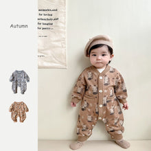 Load image into Gallery viewer, 2303307LS-Autumn cartoon baby zebra full print long romper