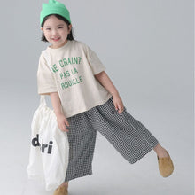 Load image into Gallery viewer, BB-2408PA-Japanese spring and summer plaid wide pants nine-point pants parent-child outfit