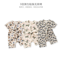 Load image into Gallery viewer, D24335LS-Summer short-sleeved animal print crawler suit